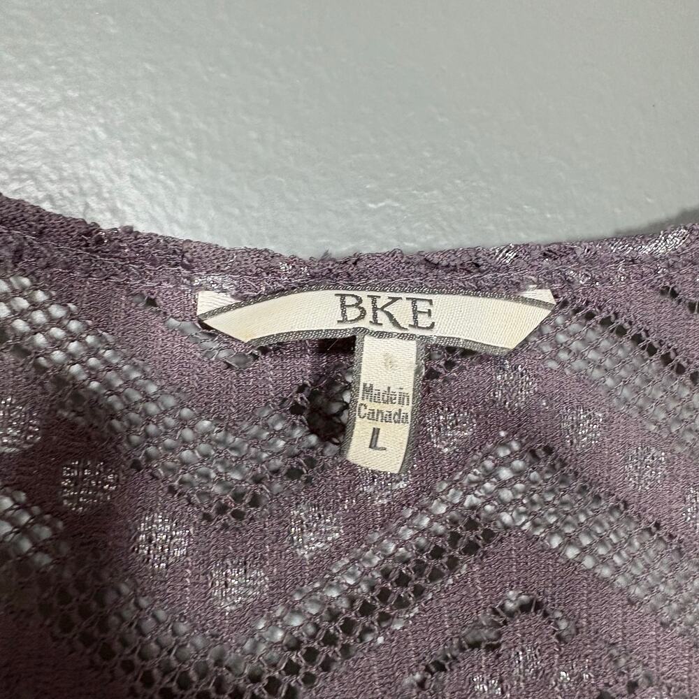BKE Women's Y2K Gray & Silver Lace & Metallic Tank Top - Size Large - Chevron - Picture 5 of 7